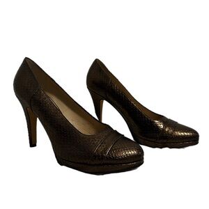 Julie Lopez Dark Brown Textured Heels
